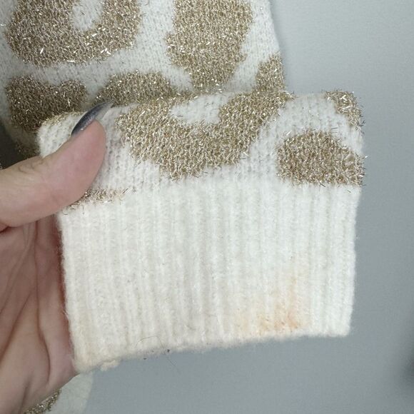 BELLDINI | Animal Print Sweater Metallic Gold Leopard Women’s Size X-Large - Picture 7 of 10